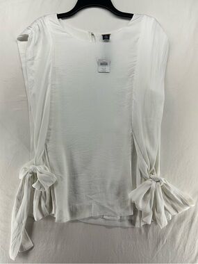 NEW Chico's Travelers White Side Tie Blouse Shirt Top Size 3 XL